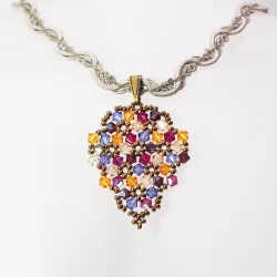 Pendant 45cm - Malvina Grapes-Khaki Braid - Pendant 45cm - Laiton bronze